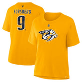 Filip Forsberg Nashville Predators Fanatics Women's Authentic Stack Name & Number T-Shirt - Gold - NHL