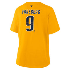 Filip Forsberg Nashville Predators Fanatics Women's Authentic Stack Name & Number T-Shirt - Gold - NHL