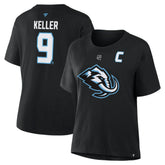Clayton Keller Utah Mammoth Fanatics Women's Authentic Stack Name & Number T-Shirt - Black - NHL