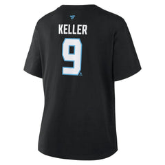 Clayton Keller Utah Mammoth Fanatics Women's Authentic Stack Name & Number T-Shirt - Black - NHL
