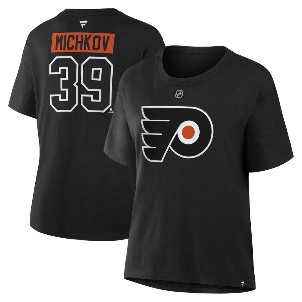 Matvei Michkov Philadelphia Flyers Fanatics Women's Authentic Stack Name & Number T-Shirt - Black - NHL
