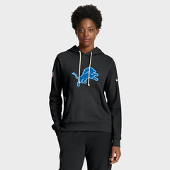 Detroit Lions Women's Throwback Sideline Standard Issue Dri-FIT Hoodie Black | Nike for Sale