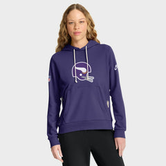 Minnesota Vikings Women's Throwback Sideline Standard Issue Dri-FIT Hoodie Purple | Nike for Sale