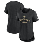 New Orleans Saints Women's Script Tri-Blend T-Shirt Black | Nike for Sale