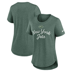 New York Jets Women's Script Tri-Blend T-Shirt Green | Nike for Sale