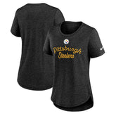 Pittsburgh Steelers Women's Script Tri-Blend T-Shirt Black | Nike for Sale