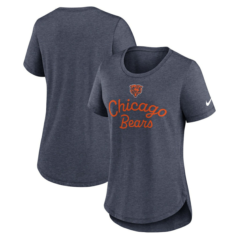 Chicago Bears Women's Script Tri-Blend T-Shirt Navy | Nike for Sale