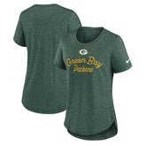 Green Bay Packers Women's Script Tri-Blend T-Shirt Green | Nike for Sale