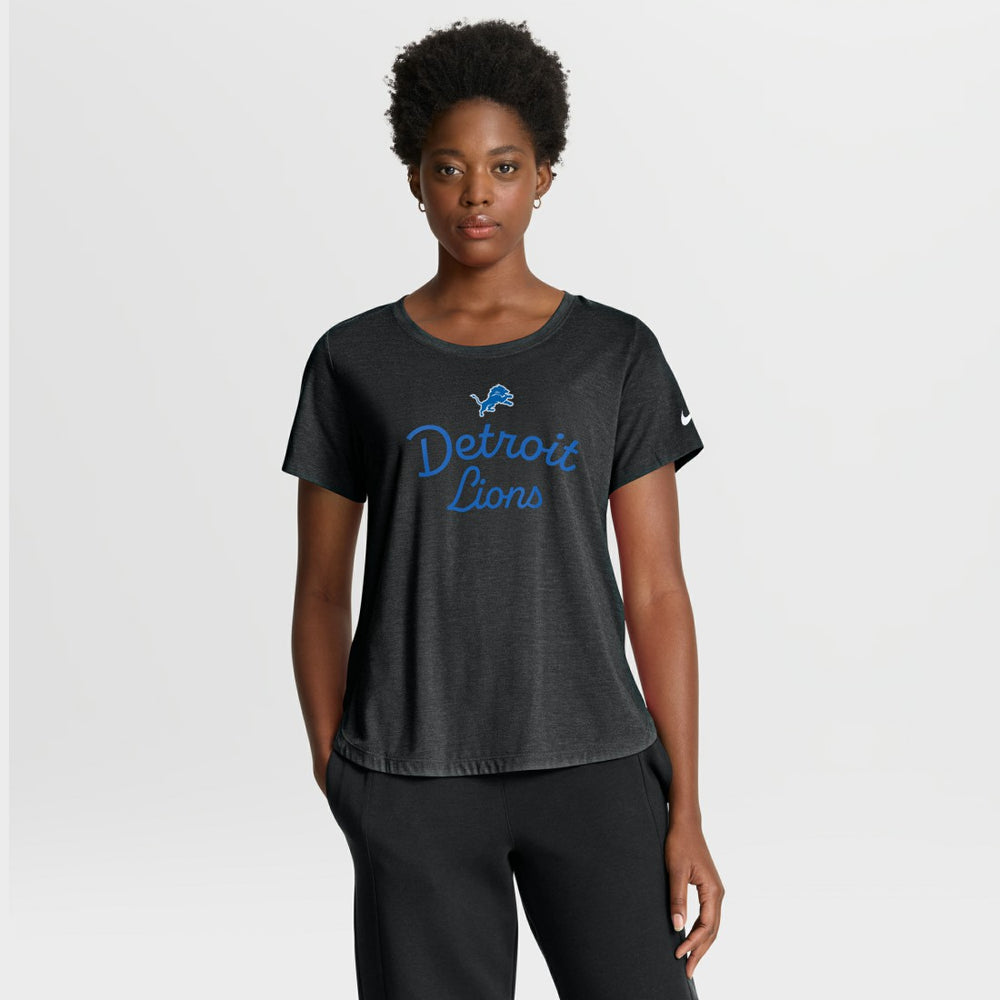 Detroit Lions Women's Script Tri-Blend T-Shirt Black | Nike for Sale