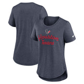 Houston Texans Women's Script Tri-Blend T-Shirt Navy | Nike for Sale