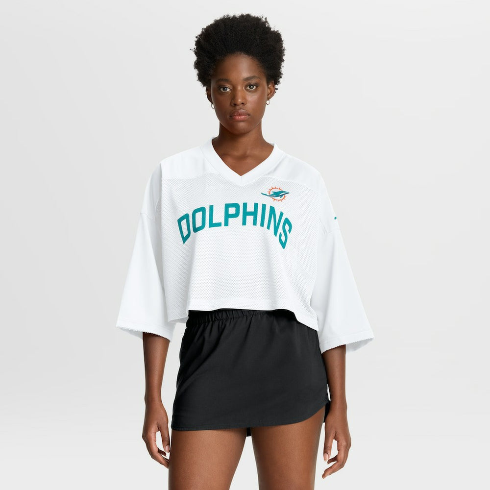 Miami Dolphins Women's Primetime Cropped Mesh Dri-FIT Fashion Jersey White | Nike for Sale