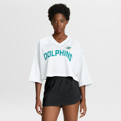 Miami Dolphins Women's Primetime Cropped Mesh Dri-FIT Fashion Jersey White | Nike for Sale