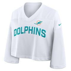 Miami Dolphins Women's Primetime Cropped Mesh Dri-FIT Fashion Jersey White | Nike for Sale