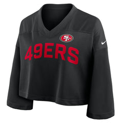 San Francisco 49ers Women's Primetime Cropped Mesh Dri-FIT Fashion Jersey Black | Nike for Sale