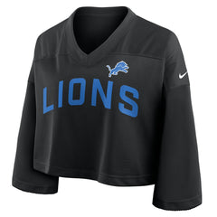 Detroit Lions Women's Primetime Cropped Mesh Dri-FIT Fashion Jersey Black | Nike for Sale