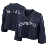 Dallas Cowboys Women's Primetime Cropped Mesh Dri-FIT Fashion Jersey Navy | Nike for Sale