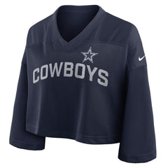 Dallas Cowboys Women's Primetime Cropped Mesh Dri-FIT Fashion Jersey Navy | Nike for Sale