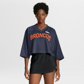 Denver Broncos Women's Primetime Cropped Mesh Dri-FIT Fashion Jersey Navy | Nike for Sale