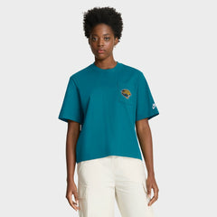 Jacksonville Jaguars Women's Rewind Pocket Boxy T-Shirt Teal | Nike for Sale