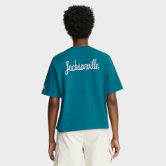 Jacksonville Jaguars Women's Rewind Pocket Boxy T-Shirt Teal | Nike for Sale