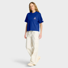 New England Patriots Women's Rewind Pocket Boxy T-Shirt Royal | Nike for Sale