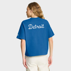 Detroit Lions Women's Rewind Pocket Boxy T-Shirt Blue | Nike for Sale