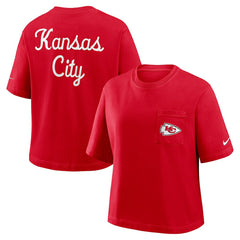 Kansas City Chiefs Women's Rewind Pocket Boxy T-Shirt Red | Nike for Sale