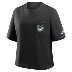 Las Vegas Raiders Women's Rewind Pocket Boxy T-Shirt Black | Nike for Sale
