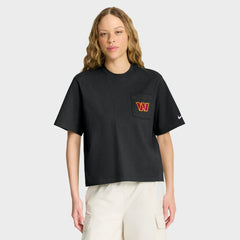 Washington Commanders Women's Rewind Pocket Boxy T-Shirt Black | Nike for Sale