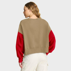 San Francisco 49ers Women's Oversized Rewind Pullover Sweatshirt Tan | Nike for Sale