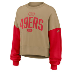 San Francisco 49ers Women's Oversized Rewind Pullover Sweatshirt Tan | Nike for Sale