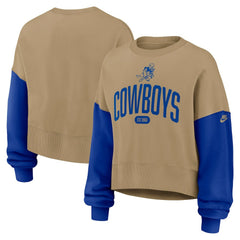 Dallas Cowboys Women's Oversized Rewind Pullover Sweatshirt Tan | Nike for Sale