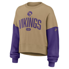 Minnesota Vikings Women's Oversized Rewind Pullover Sweatshirt Tan | Nike for Sale