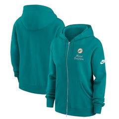 Miami Dolphins Women's Phoenix Rewind Full-Zip Hoodie Aqua | Nike for Sale