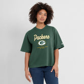 Green Bay Packers Women's Essential Script Relaxed Boxy T-Shirt Green | Nike for Sale