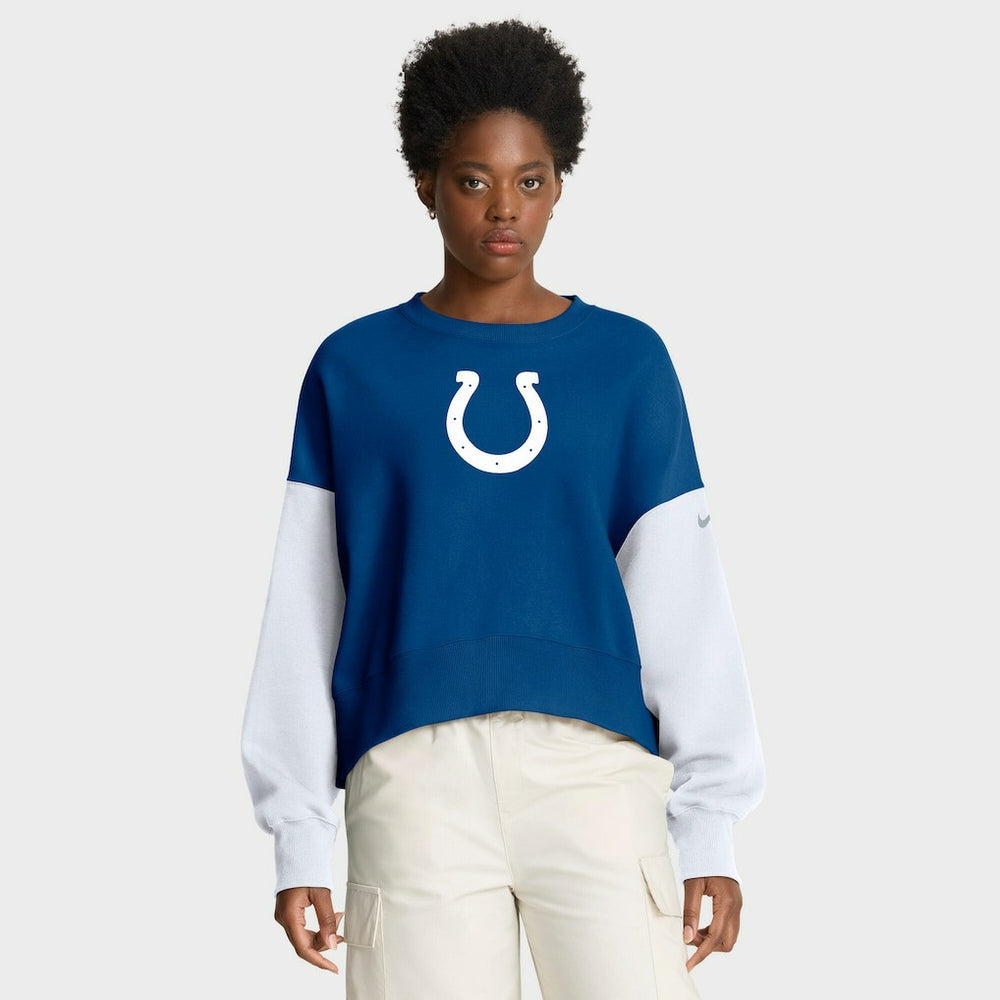 Indianapolis Colts Women's Oversized Color-Block Pullover Sweatshirt Royal | Nike for Sale