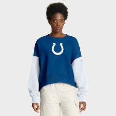 Indianapolis Colts Women's Oversized Color-Block Pullover Sweatshirt Royal | Nike for Sale