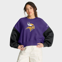 Minnesota Vikings Women's Oversized Color-Block Pullover Sweatshirt Purple | Nike for Sale