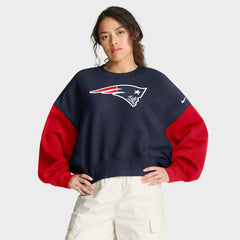 New England Patriots Women's Oversized Color-Block Pullover Sweatshirt Navy | Nike for Sale
