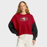 San Francisco 49ers Women's Oversized Color-Block Pullover Sweatshirt Scarlet | Nike for Sale