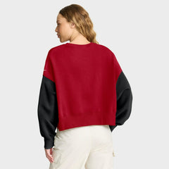 San Francisco 49ers Women's Oversized Color-Block Pullover Sweatshirt Scarlet | Nike for Sale