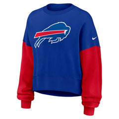 Buffalo Bills Women's Oversized Color-Block Pullover Sweatshirt Royal | Nike for Sale