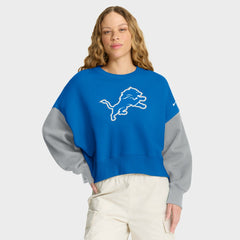 Detroit Lions Women's Oversized Color-Block Pullover Sweatshirt Blue | Nike for Sale