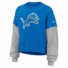 Detroit Lions Women's Oversized Color-Block Pullover Sweatshirt Blue | Nike for Sale