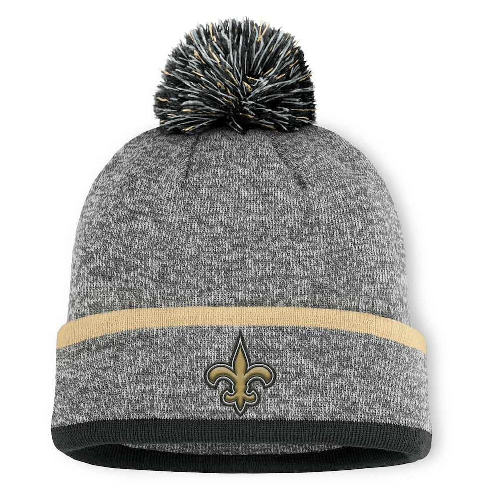 New Orleans Saints Motion Cuffed Knit Hat with Pom Heather Gray | Fanatics