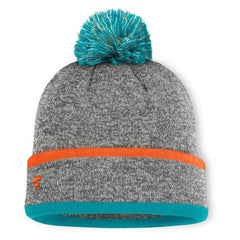 Miami Dolphins Motion Cuffed Knit Hat with Pom Heather Gray | Fanatics