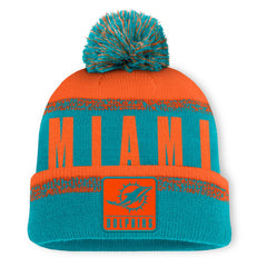 Miami Dolphins Play Action Cuffed Knit Hat with Pom Aqua/Orange | Fanatics