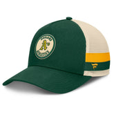 Athletics Fanatics Inherited Side Stripe Trucker Adjustable Hat - MLB