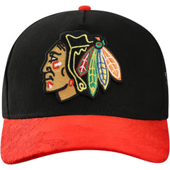 Chicago Blackhawks Mitchell & Ness May Flowers Pro Crown Adjustable Hat - Black/Red - NHL
