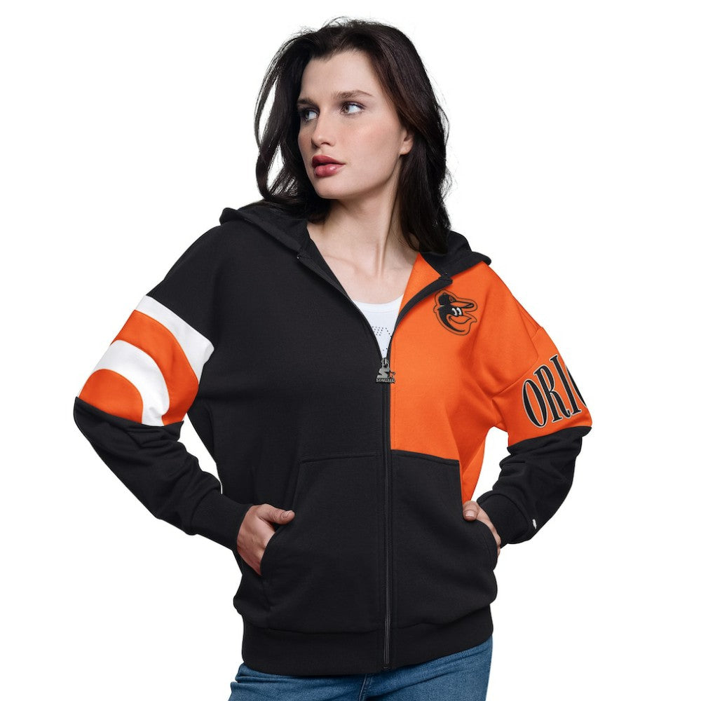 Baltimore Orioles Starter Women's Curve Ball Full Zip Hoodie Sweatshirt - MLB